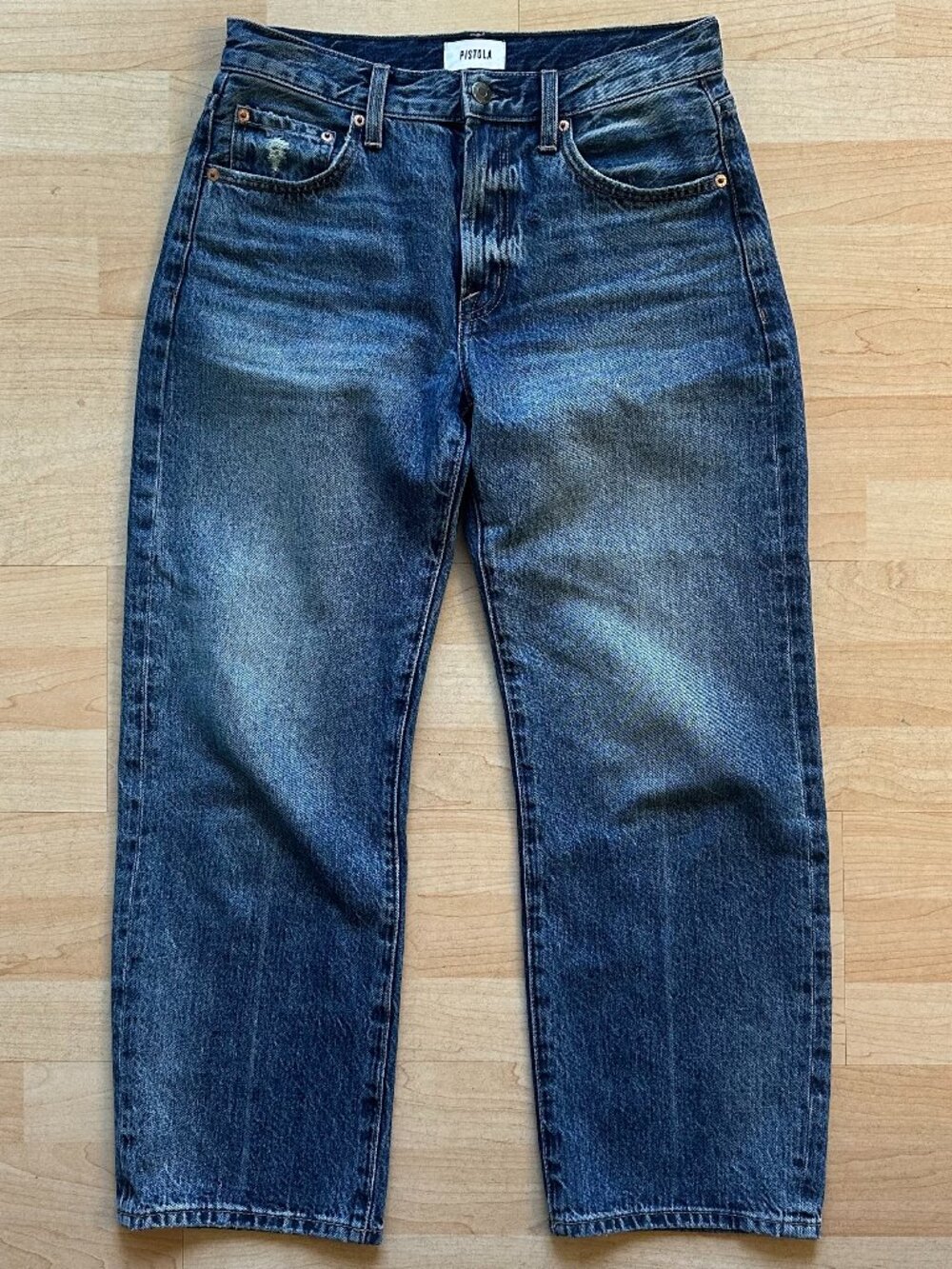 Pistola PETITE Lexi Mid Rise Bowed Straight Jean (Artisan) size 26P (orig $188)